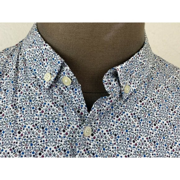 Knowledge Cotton Apparel Men's Shirt Blue Print - Picture 1 of 8